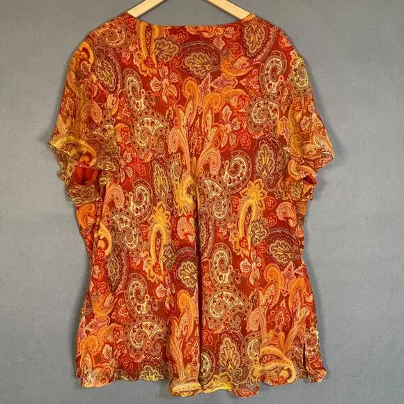 Vintage New York Co Womens 100% Silk Babydoll Top Size 3X Fairy Lace Trim Mesh - Picture 8 of 11